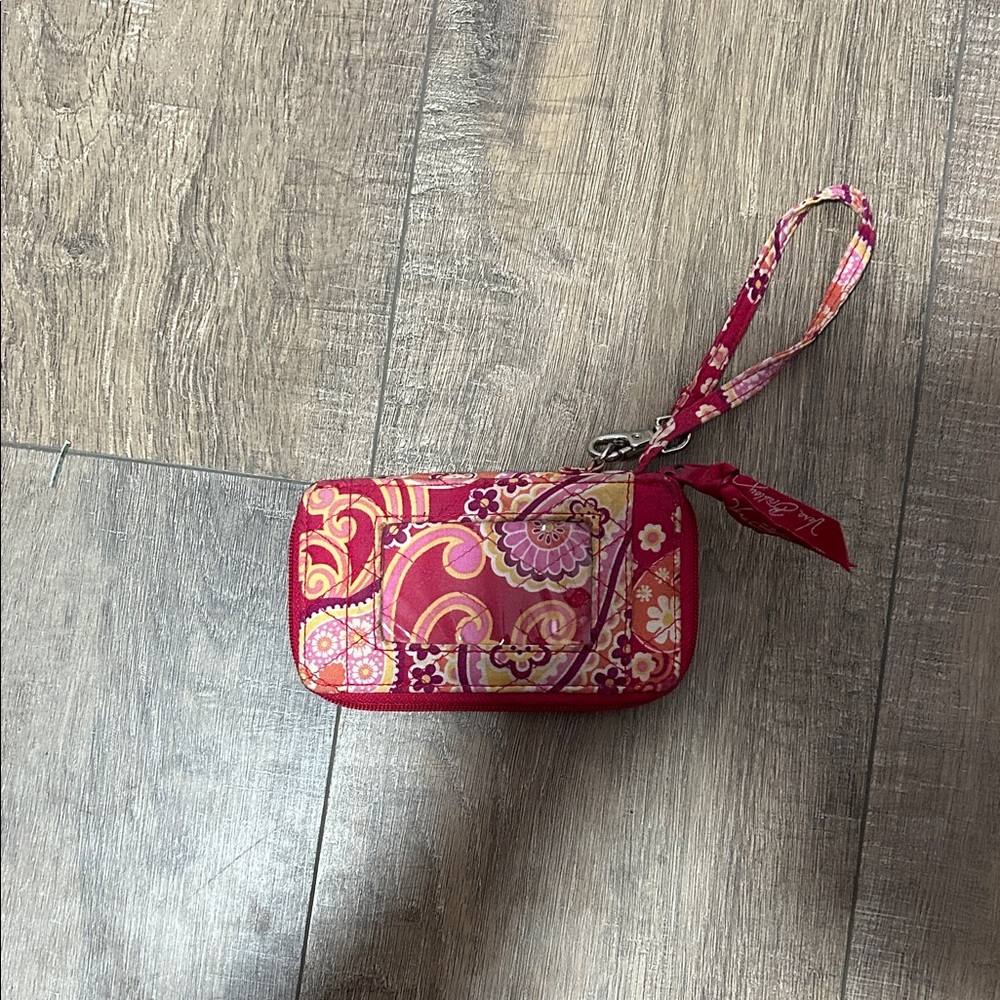 Vera Bradley Red and Pink Patterned Wristlet